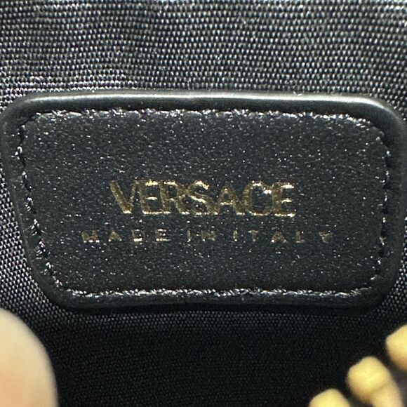 Versace Medusa Card Case Holder Wallet Black Quilted Leather Top Zip NIB - Picture 6 of 10